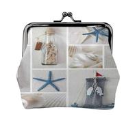 Bottle Seashell Starfish Lighthouse Print Coin Purse Cell Phone Pouch Clasp Wallet Handbags Buckle Kiss Lock Key Women Bag