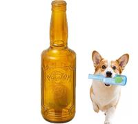 Bottle Shaped Chew Toy with Tennis Ball Inside,Squeaky Dog Toys - Ball in A Bottle,Chew & Squeeze Play Bottle Toy,Indestructible Water Bottle Dog Toy Interactive Toys for Small & Medium Dogs (Brown)