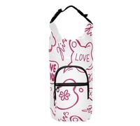 Bottle Sling Valentines Peach Hearts Speech Bubbles Love Words Easy-To-Carry Water Bottle Insulated Carrier Hiking Water Bottle Backpack,Fits 20 oz, 24 oz, 32 oz,40 oz bottles