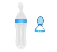 Bottle Spoon Food SpoonFeeding Bottle Spoon Convenient Practical Gel Material Light Weight Portable Extrusion Type Feeding ToolWhite Little Bottle The Offe and to Your Designed (White) (Blue)