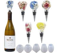 Bottle Stopper Resin Molds Silicone, 5 Pcs Irregular Resin Wine Stopper Molds with 5 Pieces Bottle Stoppers, Bekasa Crystal Epoxy Bottle Stopper Moulds, Easy to Demould, for Making Gifts, Crafts
