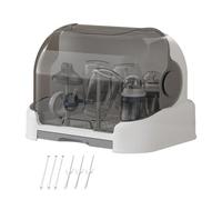 Bottle Storage - 31.5 x 25.5 x 25 cm Large Box with Lid Dustproof Container for Pump Nutrition Worktop Cabinet Kitchen Home PP ABS Material White with 6 Drains