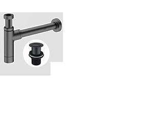 Bottle Trap adjustable including Basin Clicker Waste (UNSLOTTED) Matt Black Modern