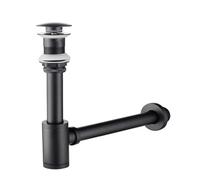 Bottle Trap Bathroom Basin Bottle Trap Drain Modern Sink Pop Up Filter Fixture Stopper Set Black Washbasin Siphon for Bathroom Basins(Fullset NO Overflow)