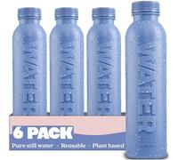 Bottle Up Reusable BPA Free Water Bottle 500ml (6 Pack) - Prefilled With Pure Still Water | Plant-Based Sports Bottle Made From Cane Sugar (Stone Blue)