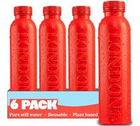 Bottle Up Reusable BPA Free Water Bottle 500ml (6 Pack) - Prefilled With Pure Still Water | Plant-Based Sports Bottle Made From Cane Sugar (London Red)