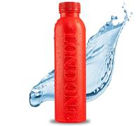 Bottle Up Reusable BPA Free Water Bottle 500ml - Prefilled With Pure Still Water | Plant-Based Sports Bottle Made From Cane Sugar (London Red)