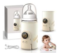 Bottle Warmer Baby On the Go, Portable Bottle Warmer Baby with LED Display, 6 Temperature Levels 38-50°C, USB Charging, Quick Heating & 48H Warming for Breast Milk, Home & Travel