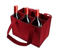 Bottle Wine Carrier Bag, Portable Felt Liquor Bottle Tote with Handles for 6 Bottles, Soft Divider Insert, Travel-Friendly Storage, Ideal for Picnic, Wedding, Party, Gift Use, 9.84x7.09x6.3 in