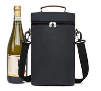 Bottle Wine Tote Bag,Wine Insulated Tote Bag 2 Bottle Cooler Bag | Leakproof Carrying Case Portable Wine Carrier with Handle for Christmas & BYOB