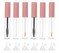 Bottle with Eye Lash Brush Empty | Mascara Empty Tube | 10ml Empty Mascara Tube and Wand Amber | Refillable Mascara Tube and Wand with Rubber Inserts and Funnels (Pink,2set)