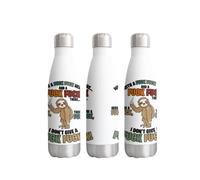 Bottle with Fuck Here I Dont give Fuck! Sloth Swearing Bottle Double Wall Insulated Stainless Steel Sport Drinks 500ml White Gift Ideal for School Work Office Oudoor Sports Keeps Hot and Cold Drinks