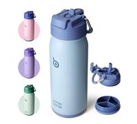 bottlebottle Stainless Steel Kids Water Bottle 16oz(470ml) Insulated Sports Water Bottle with Straw and Pills Holder for Gifts and School（Blue）