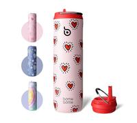 bottlebottle Stainless Steel Water Bottle 700ml with Straw and Lid Sports Insulated Metal Drink Flask with Handle (Heartbeats)