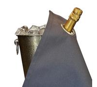 BOTTLECLOTHS - Classic Collection, Bottle Cloth with Metal Ring for Ice Buckets, Cotton, 42 cm, Corner Hole (Platinum with Silver Ring, Pack of 1)