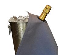 BOTTLECLOTHS - Classic Collection, Bottle Cloth with Metal Ring for Ice Buckets, Cotton, 42 cm, Corner Hole (Platinum with Charcoal Ring, Pack of 1)