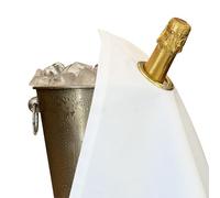 BOTTLECLOTHS - Classic Collection, Bottle Cloth with Metal Ring for Ice Buckets, Cotton, 42 cm, Corner Hole (White with Gold Ring, Pack of 1)
