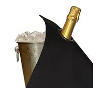 BOTTLECLOTHS - Classic Collection, Bottle Cloth with Metal Ring for Ice Buckets, Cotton, 42 cm, Corner Hole (Black with Charcoal Ring, Pack of 1)