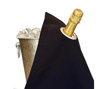 BOTTLECLOTHS - Classic Collection, Bottle Cloth with Metal Ring for Ice Buckets, Cotton, 42 cm, Corner Hole (Black with Silver Ring, Pack of 1)