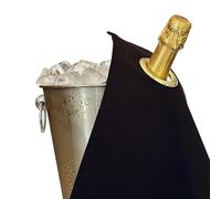 BOTTLECLOTHS - Classic Collection, Bottle Cloth with Metal Ring for Ice Buckets, Cotton, 42 cm, Corner Hole (Black with Gold Ring, Pack of 1)
