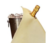 BOTTLECLOTHS - Classic Collection, Bottle Cloth with Metal Ring for Ice Buckets, Cotton, 42 cm, Corner Hole (Gold with Gold Ring, Pack of 1)