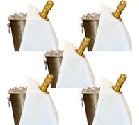 BottleCloths - Classic Collection, Bottle Cloths with Metal Ring for Ice Buckets, Cotton, 42 cm, Corner Hole (White with Gold Ring, Pack of 5)