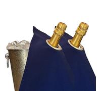 BOTTLECLOTHS - Classic Collection, Bottle Cloths with Metal Ring for Ice Buckets, Cotton, 42 cm, Corner Hole (Royal Blue with Silver Ring, Pack of 2)