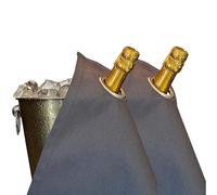 BOTTLECLOTHS - Classic Collection, Bottle Cloths with Metal Ring for Ice Buckets, Cotton, 42 cm, Corner Hole (Platinum with Silver Ring, Pack of 2)