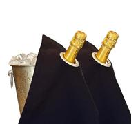 BOTTLECLOTHS - Classic Collection, Bottle Cloths with Metal Ring for Ice Buckets, Cotton, 42 cm, Corner Hole (Black with Silver Ring, Pack of 2)