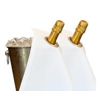 BOTTLECLOTHS - Classic Collection, Bottle Cloths with Metal Ring for Ice Buckets, Cotton, 42 cm, Corner Hole (White with Silver Ring, Pack of 2)