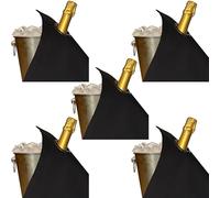 BottleCloths - Classic Collection, Bottle Cloths with Metal Ring for Ice Buckets, Cotton, 42 cm, Corner Hole (Black with Charcoal Ring, Pack of 5)