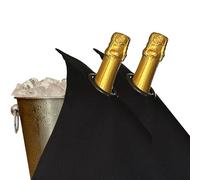 BottleCloths - Classic Collection, Bottle Cloths with Metal Ring for Ice Buckets, Cotton, 42 cm, Corner Hole (Black with Charcoal Ring, Pack of 2)