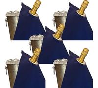 BottleCloths - Classic Collection, Bottle Cloths with Metal Ring for Ice Buckets, Cotton, 42 cm, Corner Hole (Royal Blue with Silver Ring, Pack of 5)