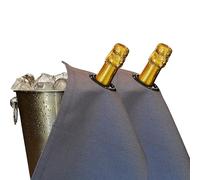 BOTTLECLOTHS - Classic Collection, Bottle Cloths with Metal Ring for Ice Buckets, Cotton, 42 cm, Corner Hole (Platinum with Charcoal Ring, Pack of 2)