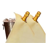 BOTTLECLOTHS - Classic Collection, Bottle Cloths with Metal Ring for Ice Buckets, Cotton, 42 cm, Corner Hole (Gold with Gold Ring, Pack of 2)