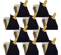 BOTTLECLOTHS - Classic Collection, Bottle Cloths with Metal Rings for Ice Buckets, Cotton, 42 cm, Corner Hole (Black with Gold Ring, Pack of 10)