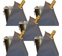 BOTTLECLOTHS - Classic Collection, Bottle Cloths with Metal Rings for Ice Buckets, Cotton, 42 cm, Corner Hole (Platinum with Silver Ring, Pack of 5)