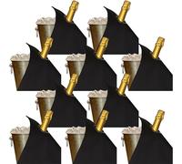 BOTTLECLOTHS - Classic Collection, Bottle Cloths with Metal Rings for Ice Buckets, Cotton, 42 cm, Corner Hole (Black with Charcoal Ring, Pack of 10)