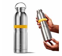 Bottlecup Insulated 2-in-1 Reusable Water Bottle and Coffee Cup, BPA Free, 530ml + 360ml, Naked Stainless Steel (Golden Sun Yellow)