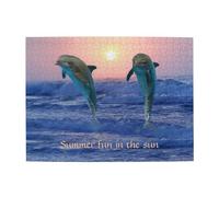 Bottlenose Dolphin At Sunrise,500 Pieces Puzzles for Adults-Wooden Jigsaw Puzzle for Adults Elderly