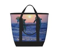 Bottlenose Dolphin at Sunrise,Lunch Bags Large Capacity Insulated Tote Bag for Women Men Work Picnic Travel