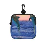 Bottlenose Dolphin At Sunrise, Square Zipper Storage Bag, Neoprene Coin Purse, Small Wallets, Change Pouch, Change Purse