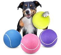 Bottles N Bags 4 Large Tennis Balls 8-inch - for Dogs, Or Play Balls, Durable Tennis Balls for Aggressive Chewers Assorted Colors, Colors May Very Non-Toxic - Ships Deflated (4 Pack)