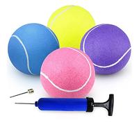 Bottles N Bags 4 Large Tennis Balls 8-inch - for Dogs, Or Play Balls, Durable Tennis Balls for Aggressive Chewers Assorted Colors, Colors May Very Non-Toxic - Ships Deflated (4 Pack)