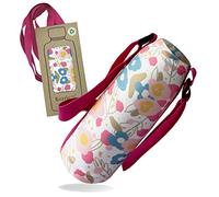 Bottlesoc Water Bottle Carrier with Shoulder Strap | Periwinkle Flower Design - Washable Cover for Walking & Travel | Eco Friendly Sleeve with Adjustable Strap | Reusable Water Bottle Holder