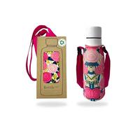 Bottlesoc Water Bottle Carrier with Shoulder Strap | Roses Design - Washable Cover for Walking & Travel | Eco Friendly Sleeve with Adjustable Strap | Stretchable & Reusable Water Bottle Holder