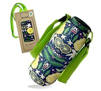 Bottlesoc Water Bottle Carrier with Shoulder Strap | Tropical Flower Design - Washable Cover for Walking & Travel | Eco Friendly Sleeve with Adjustable Strap | Reusable Water Bottle Holder