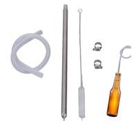 Bottling Auto Siphon with Brush, 13 Inch Stainless Steel Spring Loaded Bottle Filler, Spring Loaded Beer Bottle Filler, Wine Bottle Filler Wand with Brush Hose Clamp