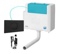 Bottom Entry Concealed Toilet Cistern Wc With Dual Flush Matt Black Button Plate - Includes Wras Internals & Pipe