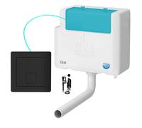 Bottom Entry Concealed Toilet Cistern Wc With Dual Flush Square Black Push Button - Includes Wras Internals & Pipe